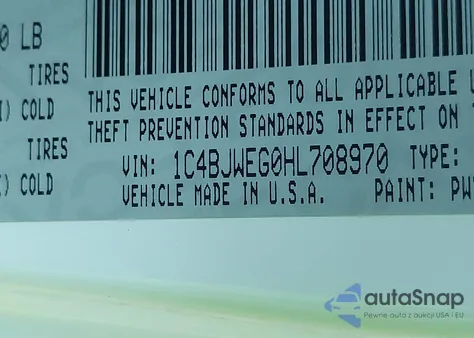 2017 Jeep Wrangler Unlimited Smoky Mountain 4X4 from USA, damaged, VIN 1C4BJWEG0HL708970